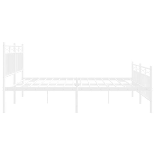 Metal Bed Frame with Footboard White 183x203cm King - Image 6