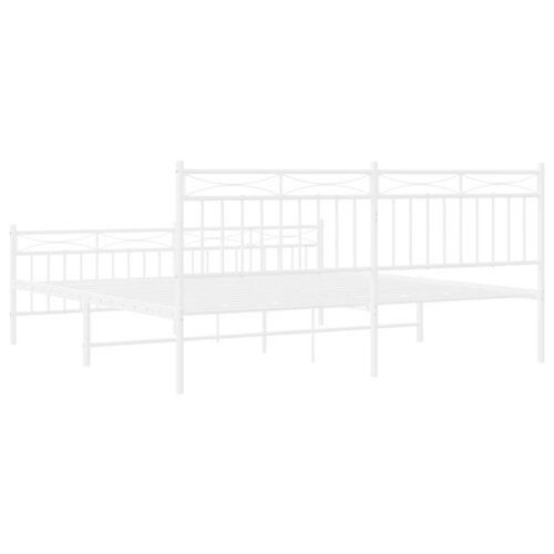 Metal Bed Frame with Footboard White 183x203cm King - Image 7