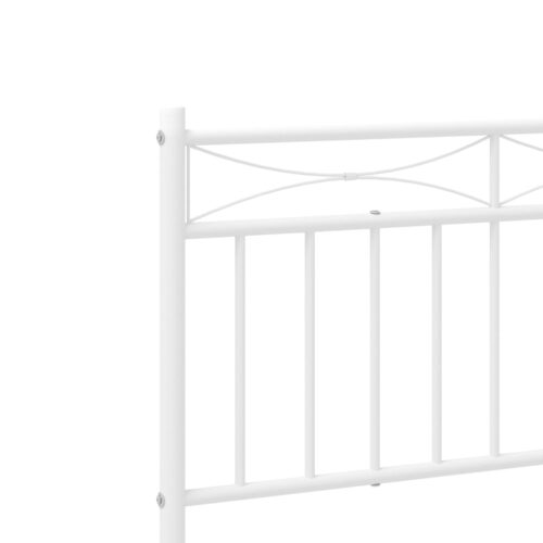 Metal Bed Frame with Footboard White 183x203cm King - Image 8