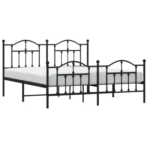Metal Bed Frame with Footboard Black 183x203cm King - Image 3