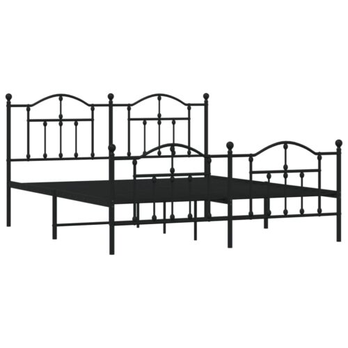 Metal Bed Frame with Footboard Black 183x203cm King - Image 4