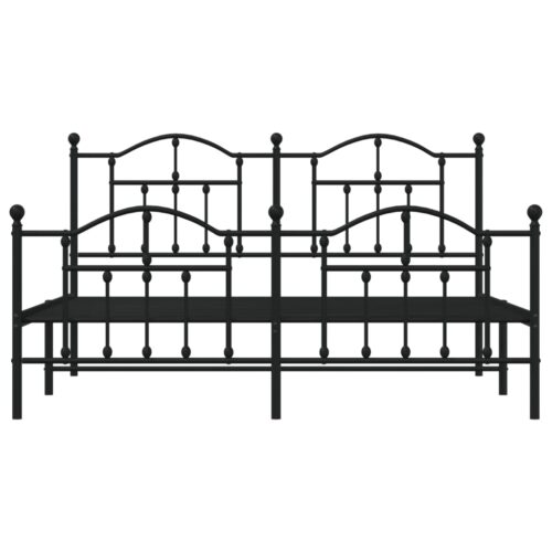 Metal Bed Frame with Footboard Black 183x203cm King - Image 5