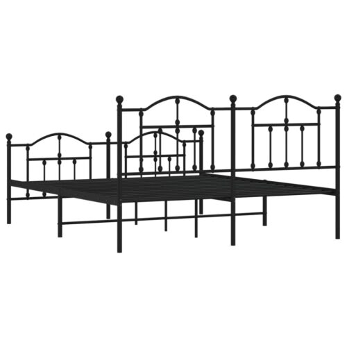 Metal Bed Frame with Footboard Black 183x203cm King - Image 7