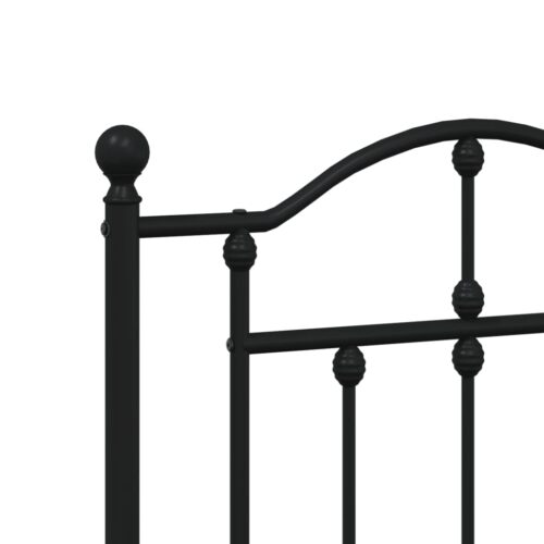 Metal Bed Frame with Footboard Black 183x203cm King - Image 8