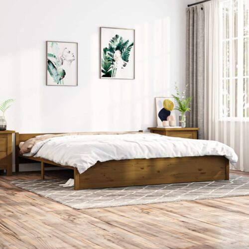 Bed Frame Honey Brown Solid Wood 183x203cm King