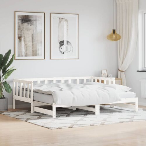 Day Bed with Trundle White 90x190cm Solid Wood