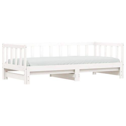 Day Bed with Trundle White 90x190cm Solid Wood - Image 3