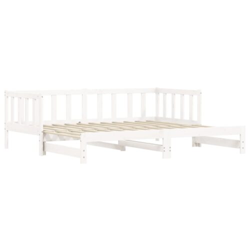 Day Bed with Trundle White 90x190cm Solid Wood - Image 4