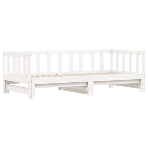 Day Bed with Trundle White 90x190cm Solid Wood - Image 5