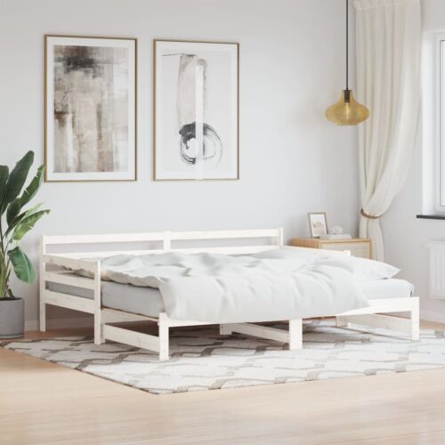 Daybed with Trundle White 90x190cm Solid Wood