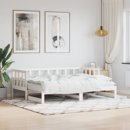 Daybed with Trundle White 90x190cm Solid Wood