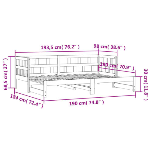 Daybed with Trundle White 90x190cm Solid Wood - Image 11