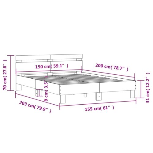 Bed Frame Black 150x200cm - Image 10