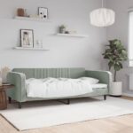 Day Bed Light Grey 90x190cm Velvet
