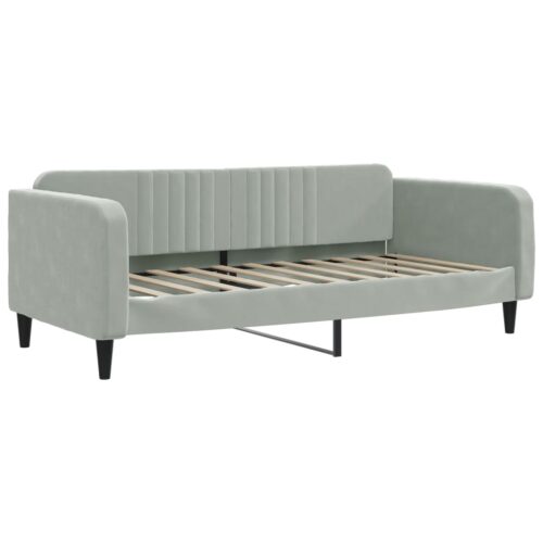 Day Bed Light Grey 90x190cm Velvet - Image 2