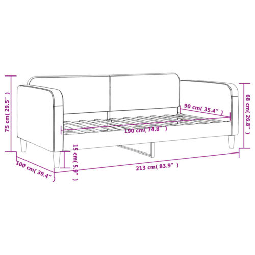 Day Bed Dark Grey 90x190cm Fabric - Image 8