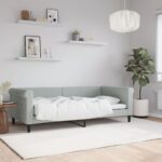 Day Bed Light Grey 90x190cm Velvet