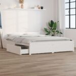 Bed Frame with Drawers White 150x200cm
