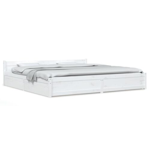 Bed Frame with Drawers White 183x203cm King - Image 2