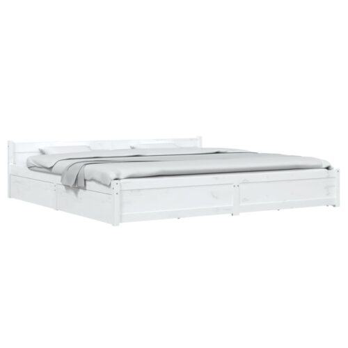 Bed Frame with Drawers White 183x203cm King - Image 3