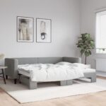 Daybed with Trundle Light Grey 90x190cm