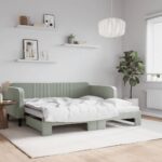Daybed with Trundle Light Grey 90x190cm