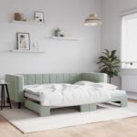 Daybed with Trundle Light Grey 90x190cm