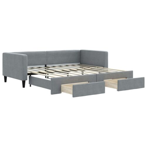 Daybed with Trundle&Drawers Light Grey 90x190cm - Image 2