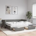Daybed with Trundle&Drawers Dark Grey 90x190cm