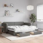 Daybed with Trundle&Drawers Dark Grey 90x190cm