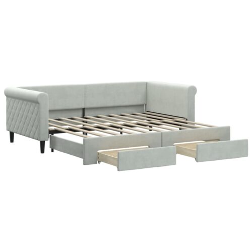 Daybed with Trundle&Drawers Light Grey 90x190cm - Image 2
