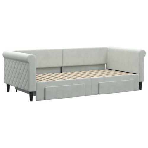 Daybed with Trundle&Drawers Light Grey 90x190cm - Image 3