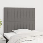 Headboards 2pcs Dark Grey 100x5x78/88cm Fabric