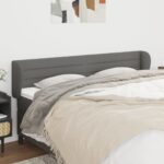 Headboard with Ears Dark Grey 163cm Fabric