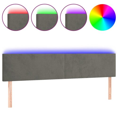 LED Headboard Dark Grey 200cm Velvet - Image 2