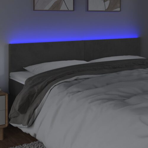LED Headboard Dark Grey 200cm Velvet - Image 3