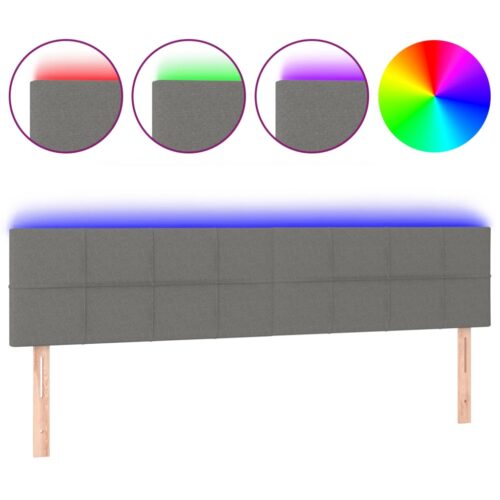 LED Headboard Dark Grey 200cm Fabric - Image 2
