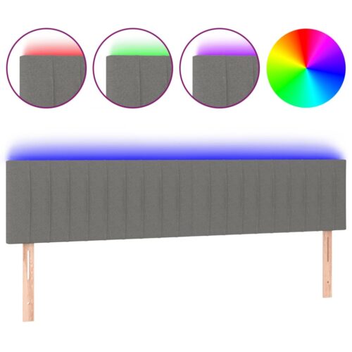 LED Headboard Dark Grey 200x5x78/88cm Fabric - Image 2