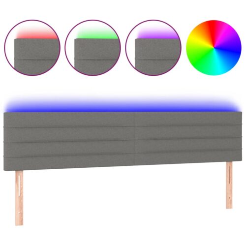 LED Headboard Dark Grey 200cm Fabric - Image 2