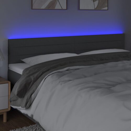 LED Headboard Dark Grey 200cm Fabric - Image 3