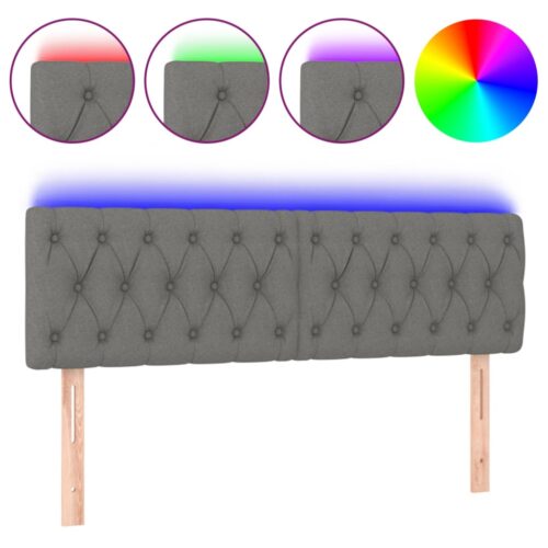 LED Headboard Dark Grey 160cm Fabric - Image 2