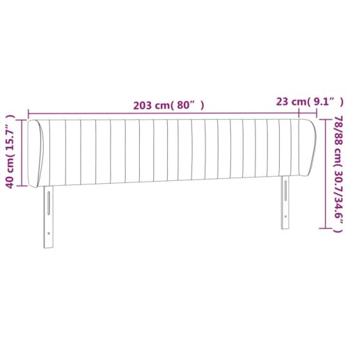 Winged Fabric Headboard Bed Frame Head Board Modern Dark Grey 203x23x78/88cm - Image 9