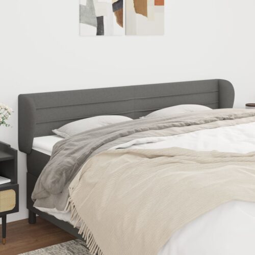 Headboard with Ears Dark Grey 203cm Fabric