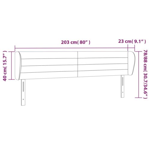 Headboard with Ears Dark Grey 203cm Fabric - Image 9
