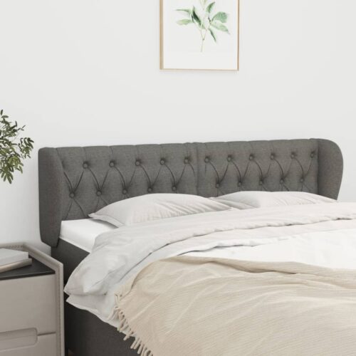 Headboard with Ears Dark Grey 163cm Fabric