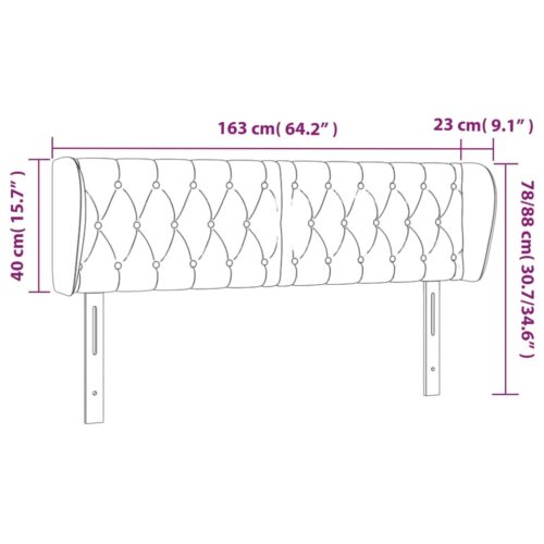 Headboard with Ears Dark Grey 163cm Fabric - Image 9