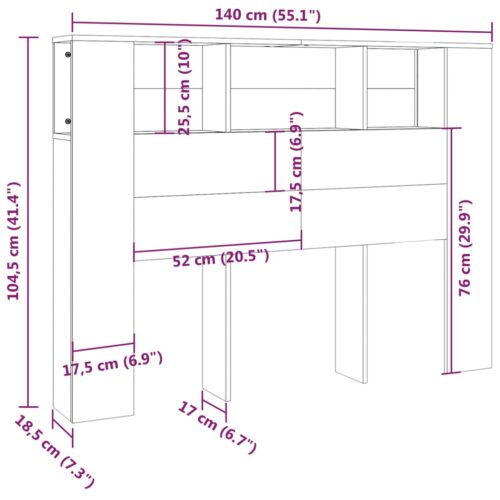 Headboard Cabinet White 140cm - Image 6