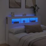 LED Lights Headboard White 160cm Queen Size Wooden Bed Frame Head Bedhead