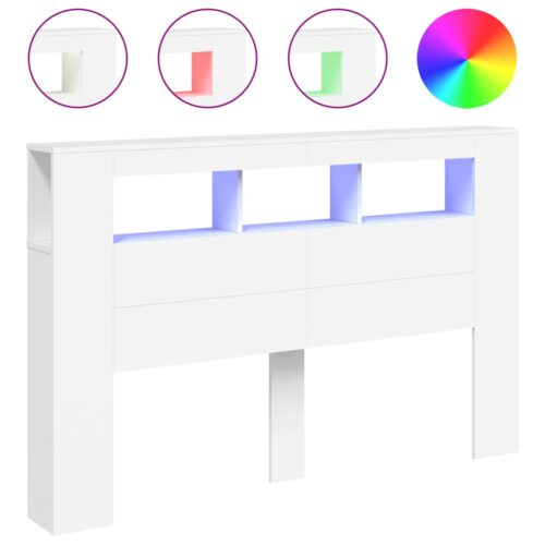 LED Lights Headboard White 160cm Queen Size Wooden Bed Frame Head Bedhead - Image 2