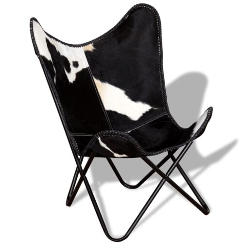 Butterfly Chair Black White Real Cowhide Leather - Image 4